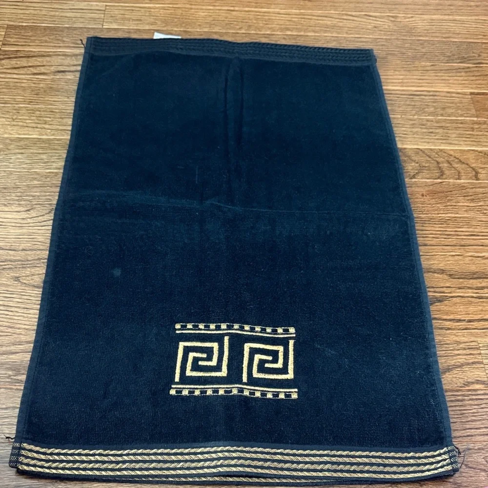 Black and Gold Greek key Hand Towel